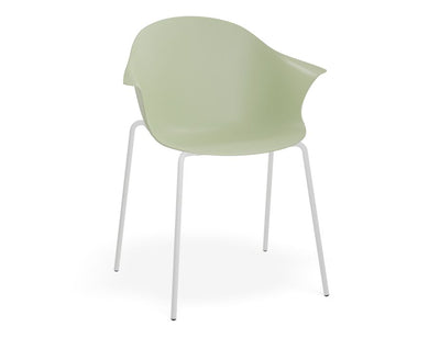 Pebble Armchair Mint Green with Shell Seat - 4 Post Base with White Legs