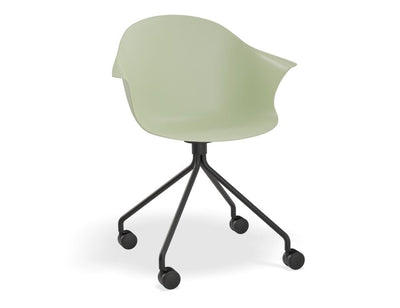 Pebble Armchair Mint Green with Shell Seat - Pyramid Fixed Base with Castors