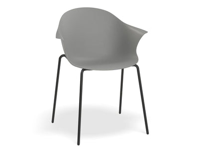 Pebble Armchair Grey with Shell Seat - 4 Post Base with Black Legs