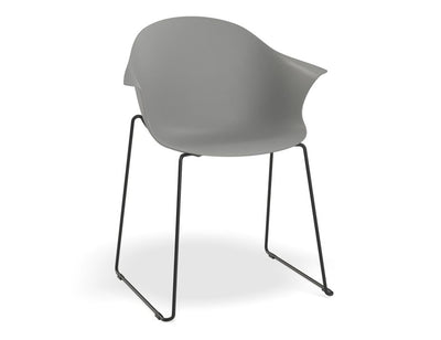 Pebble Armchair Grey with Shell Seat - Sled Base with Black Legs