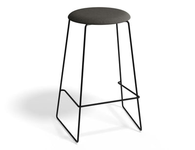 Hugo Bar Stool - Black - Fabric Seat - 67cm Kitchen Height - Anthracite Fabric Seat