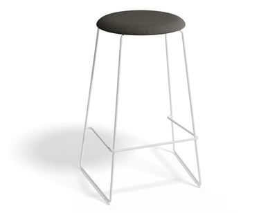 Hugo Bar Stool - White - Fabric Seat - 67cm Kitchen Height - Anthracite Fabric Seat