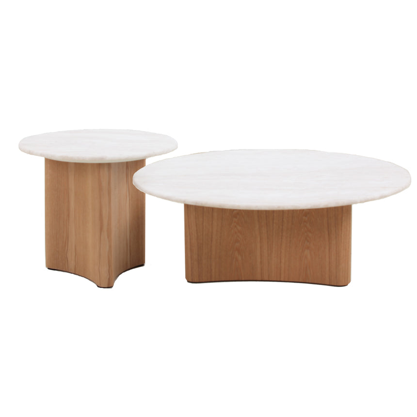 Homeware - Nesso Wood/Travertine Table - Set of 2 | PICK-UP INSTORE ONLY main image 0