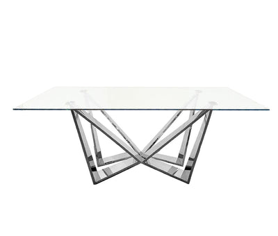 Roula Dining Table Silver Base - Clear Glass