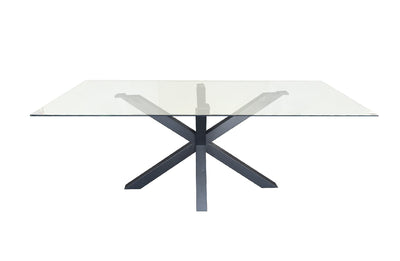 Miles Black With Clear Glass Dining Table - 90cm x 180cm