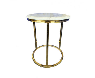 Kelly Side Table - White on Gold - 45cm