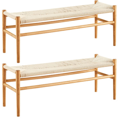 2pc Anemone Wishbone 120cm Beech Timber Replica Hans Wenger Dining Bench Natural