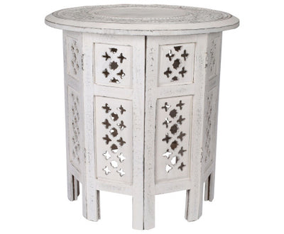 Scilla Rubber Wood Timber Round 45cm Side Table - White