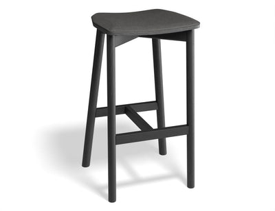 Andi Stool - Black - Backless with Pad - 75cm Seat Height Charcoal Fabric Seat Pad