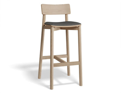 Andi Stool - Natural with Pad - 66cm Seat Height Charcoal Fabric Seat Pad