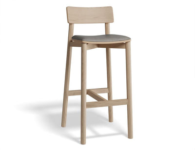 Andi Stool - Natural with Pad - 75cm Seat Height Vintage Grey Vegan leather Seat Pad