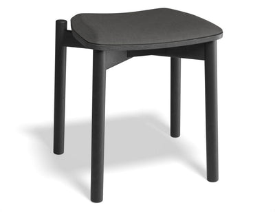 Andi Low Stool - Black Ash with Pad - 45cm - Charcoal Fabric Seat Pad