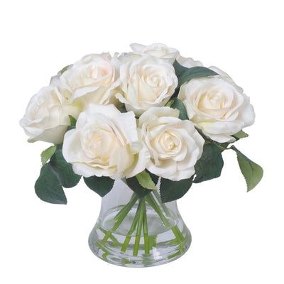 Rose in Glass Vase White
