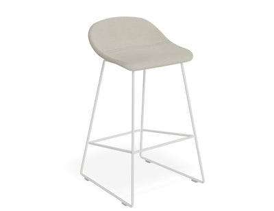 Pop Stool - White Frame and Light Grey Fabric Seat - 65cm Kitchen Bench Seat Height