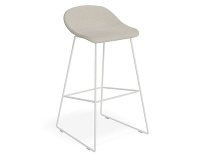 Pop Stool - White Frame and Light Grey Fabric Seat - 75cm Commercial Bar Height
