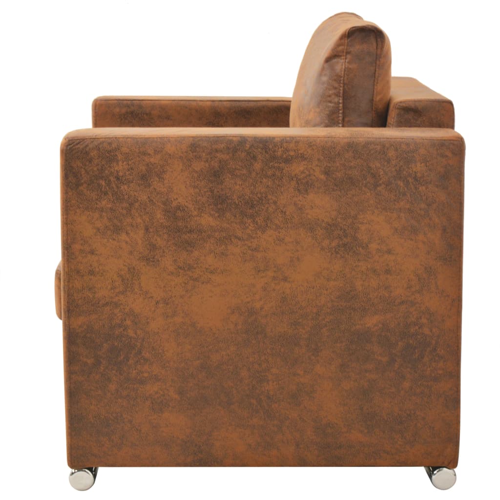 vidaXL Armchair Brown Faux Suede Leather - House of Isabella AU