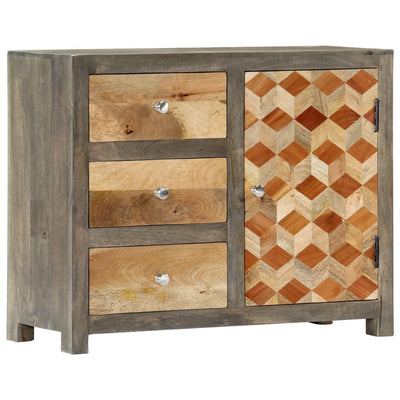 Side Cabinet Grey 75x30x60 cm Solid Mango Wood
