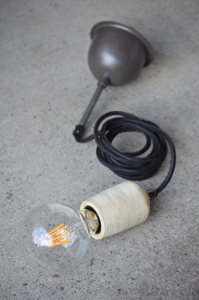 Wood Cord Drop - Whitewash - Turned Wood Tube Cord Drop Pendant Light - House of Isabella AU