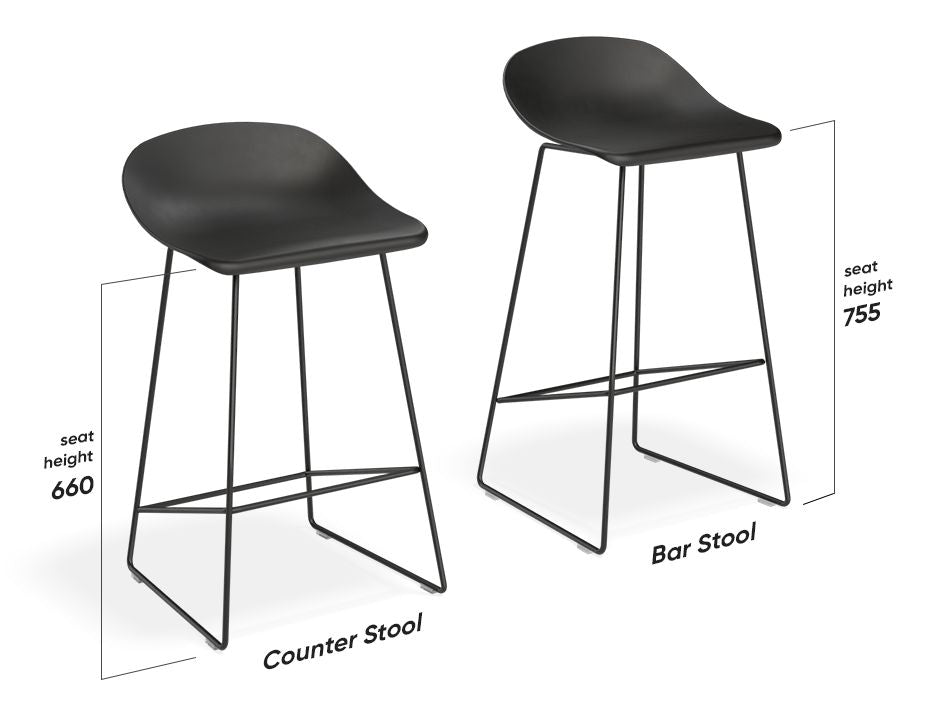 Pop Stool - Black Frame and Upholstered Vintage Tan Seat - 75cm Commercial Bar Height
