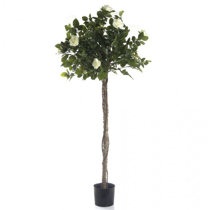 Artificial Rose Topiary 1.4m Light White