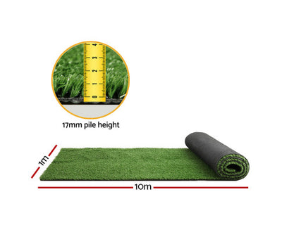 Primeturf Artificial Grass Synthetic 20 SQM Fake Lawn 17mm 1X10M