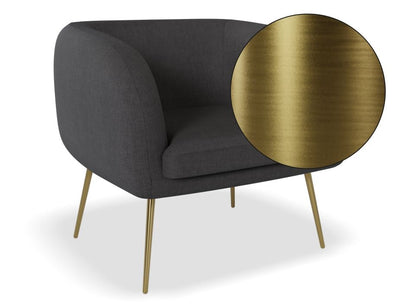 Amour Lounge Chair - Storm Grey - Brushed Matt Gold Legs