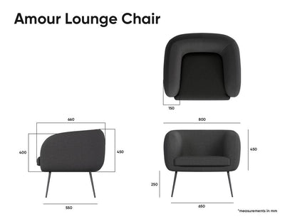 Amour Lounge Chair - Midnight Blue - Brushed Matt Bronze Legs