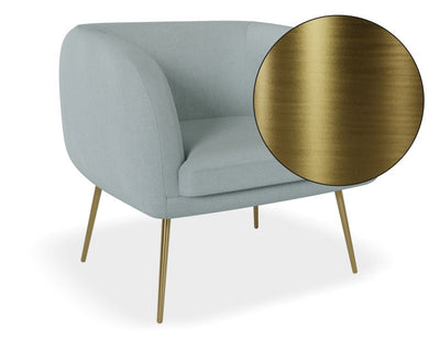Amour Lounge Chair - Sky Blue - Brushed Matt Gold Legs