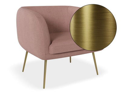 Amour Lounge Chair - Blush Pink - Brushed Matt Gold Legs