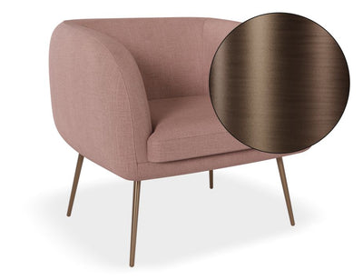 Amour Lounge Chair - Blush Pink - Brushed Matt Bronze Legs