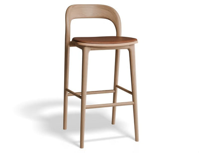 Mia Stool - Natural with Pad - 75cm Seat Height Vintage Tan Vegan leather Seat Pad