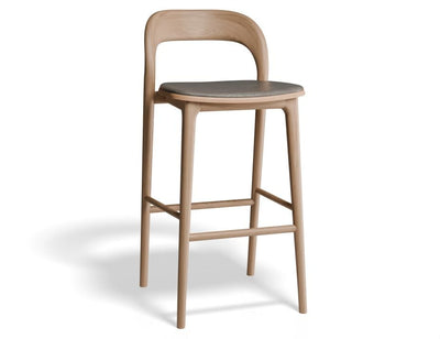 Mia Stool - Natural with Pad - 75cm Seat Height Vintage Grey Vegan leather Seat Pad