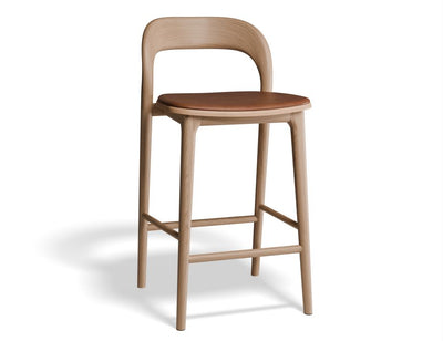 Mia Stool - Natural with Pad - 66cm Seat Height Vintage Tan Vegan leather Seat Pad