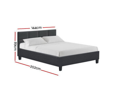 Artiss Tino Bed Frame Double Size Charcoal Fabric