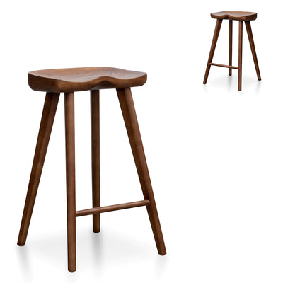 65cm Wooden Bar stool - Walnut(Set of 2)