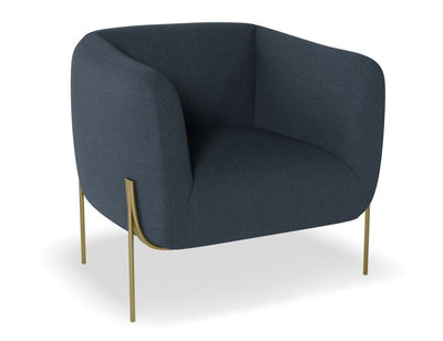 Belle Lounge Chair - Midnight Blue - Brushed Matt Gold Legs