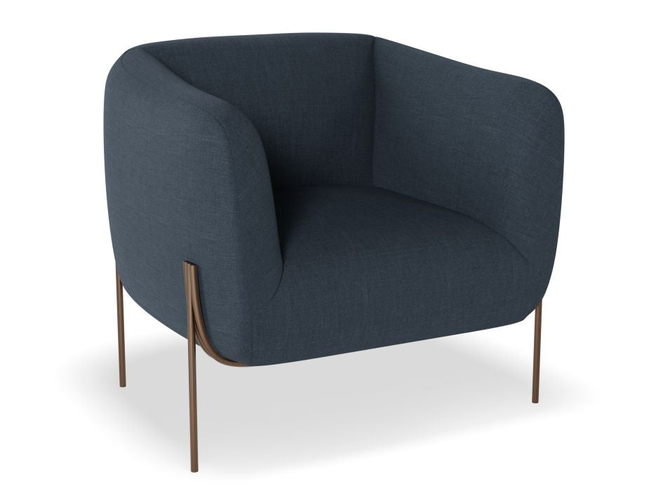 Belle Lounge Chair - Midnight Blue - Brushed Matt Bronze Legs