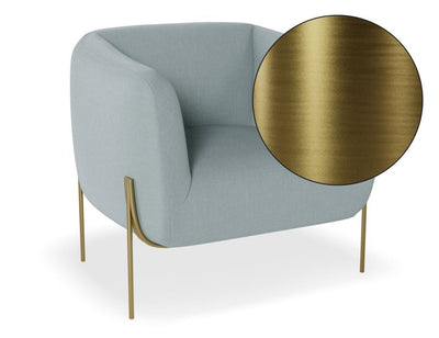 Belle Lounge Chair - Sky Blue - Brushed Matt Gold Legs