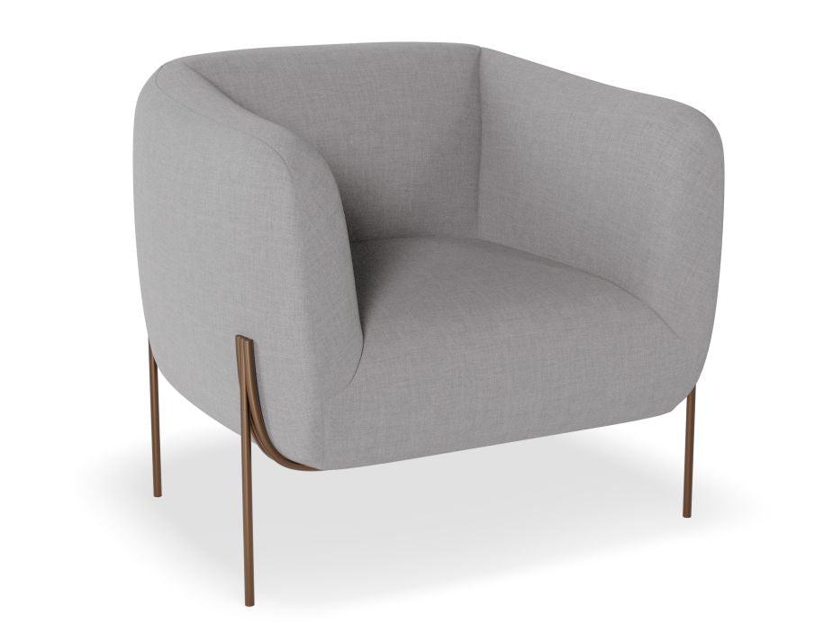 Belle Lounge Chair - Cloud Grey - Brushed Matt Bronze Legs