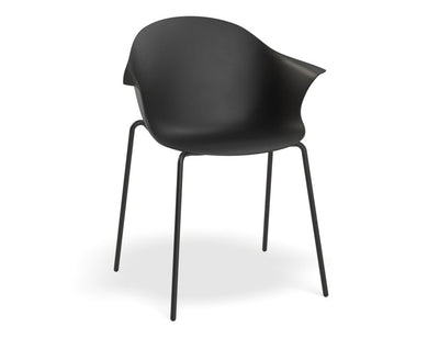 Pebble Armchair Black with Shell Seat - 4 Post Base