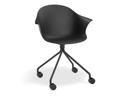 Pebble Armchair Black with Shell Seat - Pyramid Fixed Base with Castors