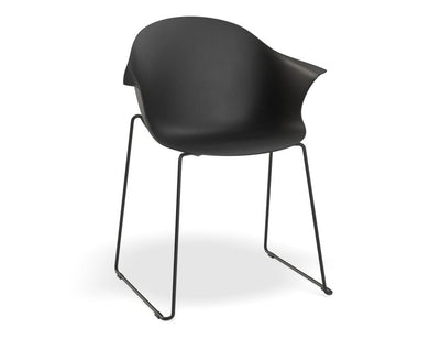 Pebble Armchair Black with Shell Seat - Sled Base