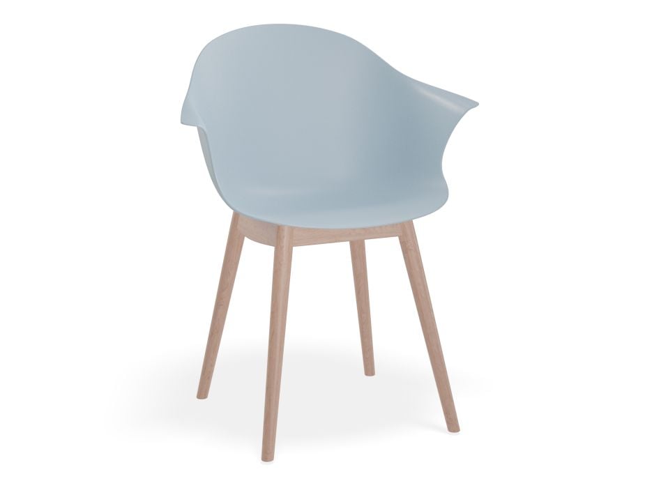 Pebble Armchair Pale Blue with Shell Seat - Pyramid Fixed Base