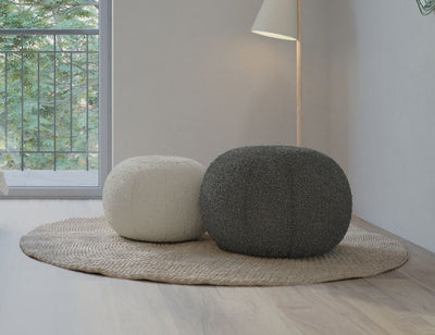 Ronde Pouf in Stone Boucle - Small