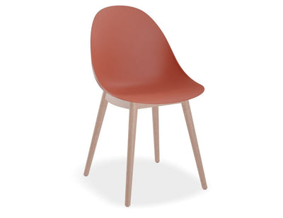Pebble Chair Coral with Shell Seat - Natural Beechwood Base