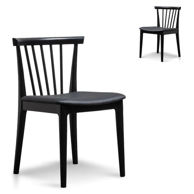 Dining chair - Solid timber and Black PU(Set of 2)