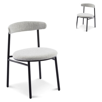 Fabric Dining Chair - Silver Grey with Black Legs(Set of 2)