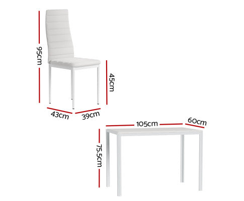 Artiss Dining Chairs and Table Dining Set 4 Chair Set Of 5 White