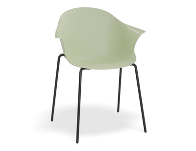 Pebble Armchair Mint Green with Shell Seat - 4 Post Base with Black Legs