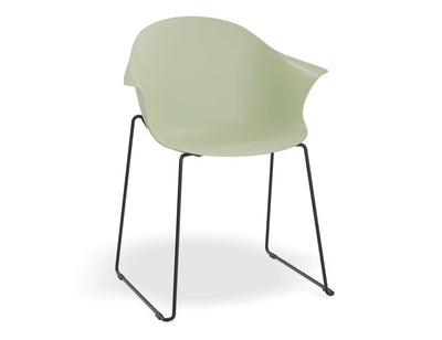 Pebble Armchair Mint Green with Shell Seat - Sled Base with Black Legs